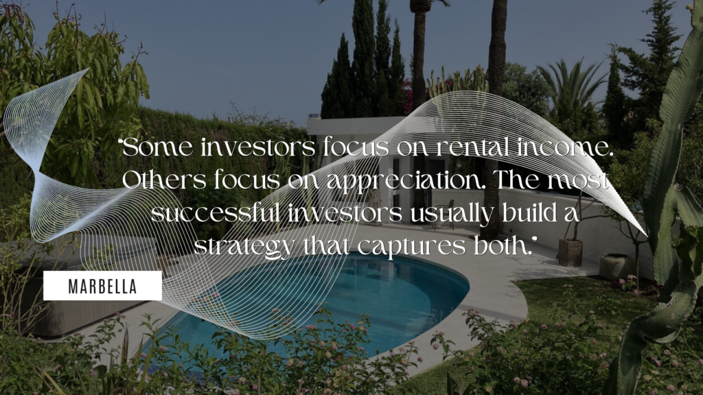 Luxury Marbella property highlighting rental income and capital appreciation investment strategies.