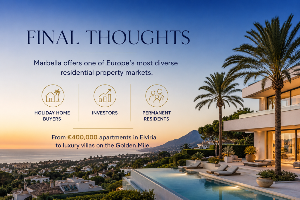 Luxury villa overlooking Marbella and the Mediterranean Sea illustrating the wide range of property options available in Marbella, from apartments to luxury estates.